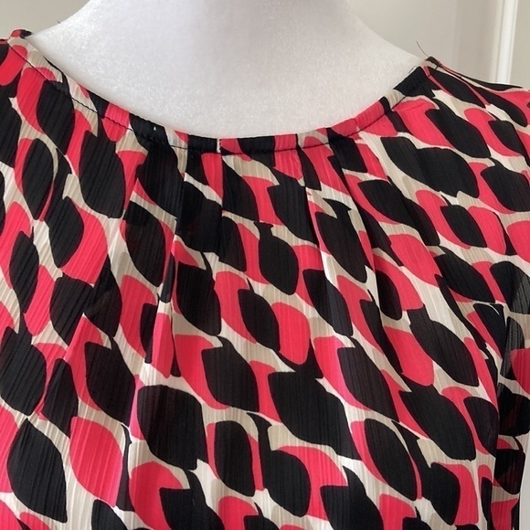 Kasper medium petite sleeveless blouse black pink tan - Picture 4 of 10